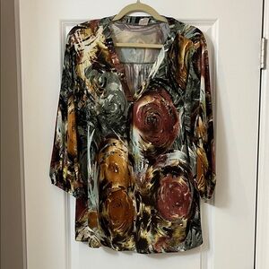Sew In Love Artistic V-Neck Blouse with Earthy Tones